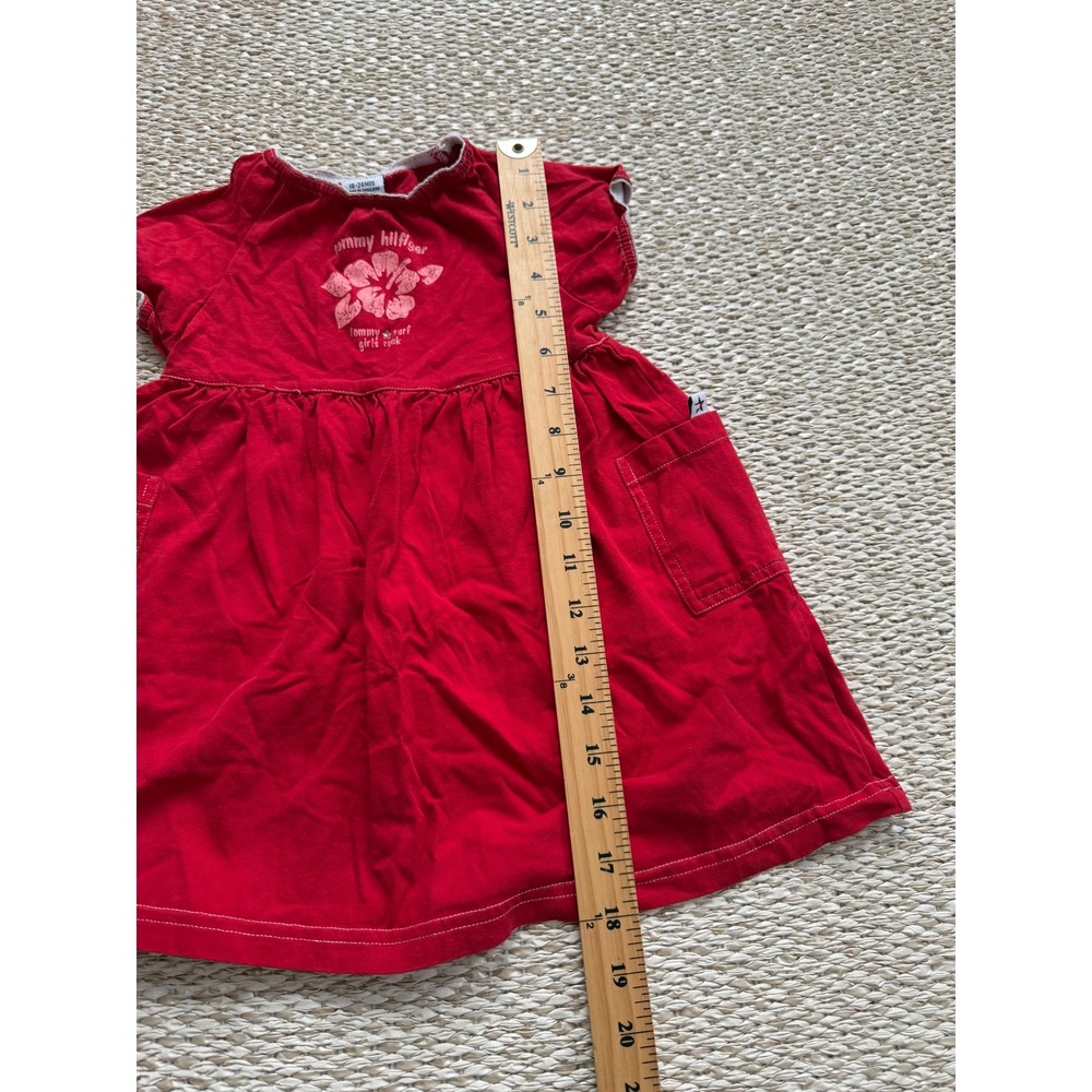 Tommy Hilfiger Girls Red Hibiscus Surf Graphic Cotton Dress 18-24 Y2K vintage - Picture 5 of 5